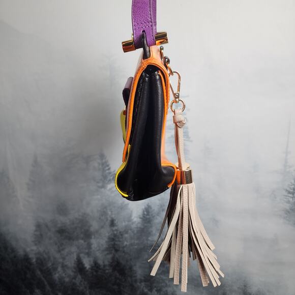 Braccialini Retro Color Block Italian Leather Top Handle Bag Crossbody - Picture 6 of 13